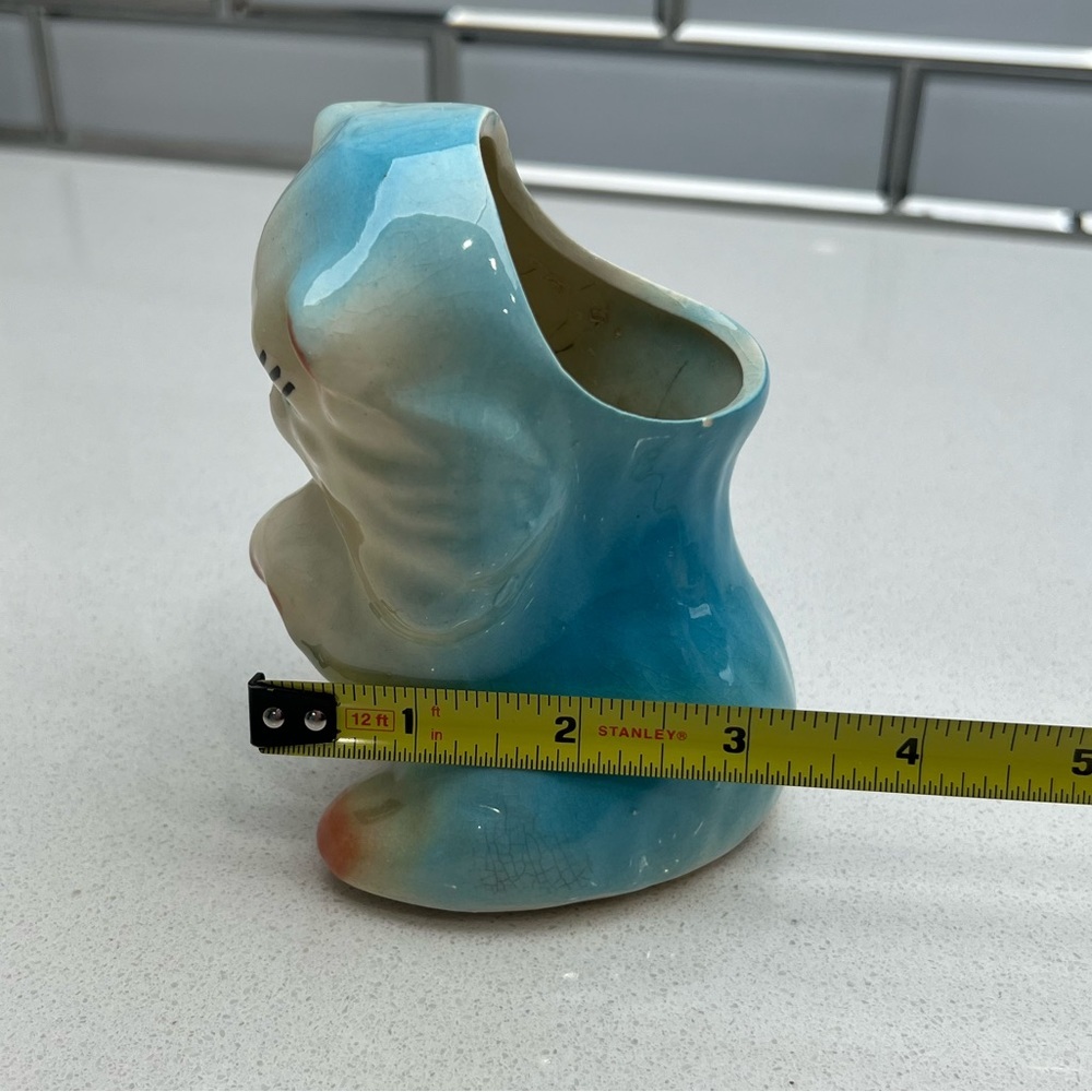 Vintage Persian Cat Kitten Planter MCM 1950s Mid-Century Modern Blue Bud Vase - Picture 15 of 16